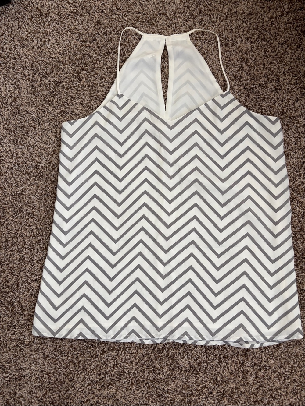 Express Sleeveless Chevron Halter Top in White and Gray